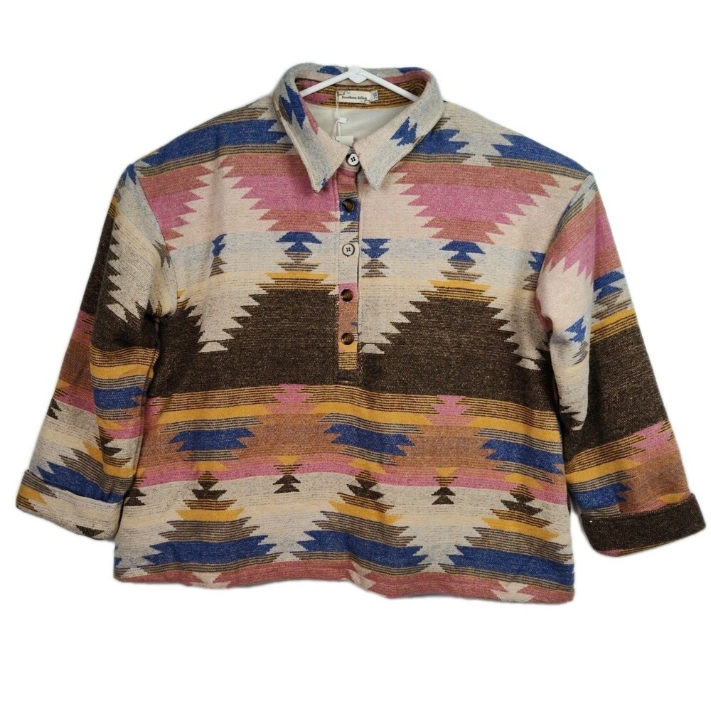 NWT Southern Stitch Pullover Jacket Women's 2XL Cream/Brown/Blue/Pink‎ Southwest